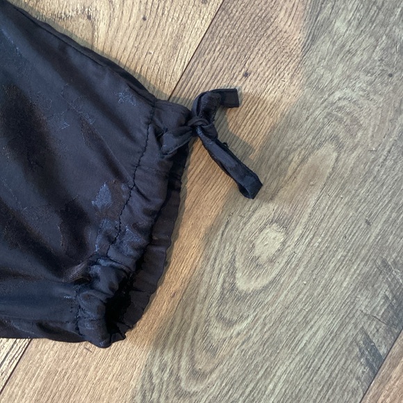 Anthropolie Black Satin Flower Embossed Pants - Picture 4 of 10